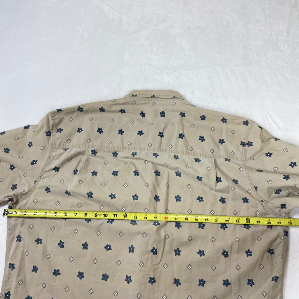 Chaps Ralph Lauren Button Down Cotton Men XL Tan Good Floral Geometric Shirt - Picture 7 of 8